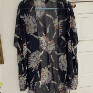 navy blue native american hat kimono/shawl